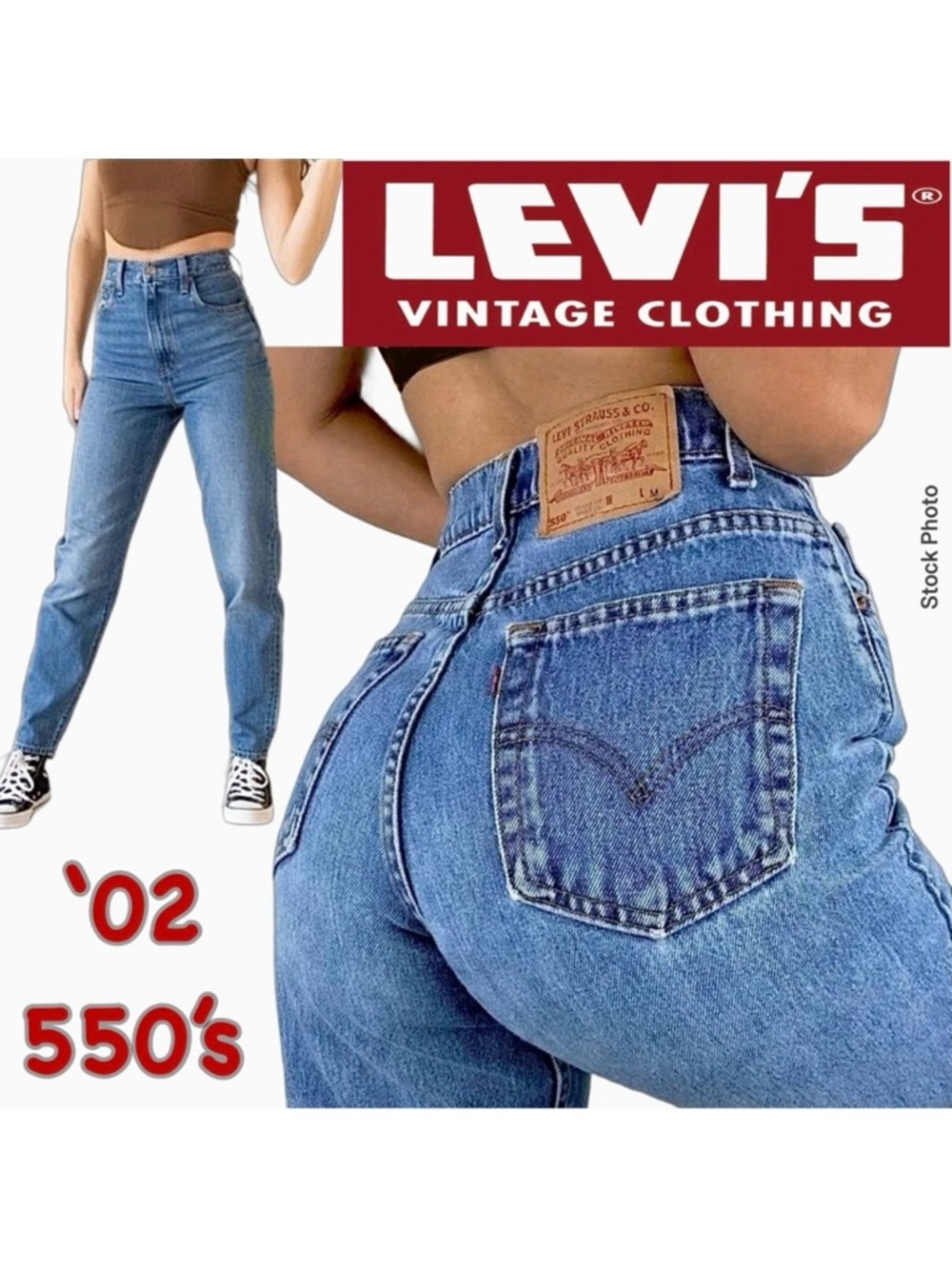 2002 LEVI’S 550 Relaxed Fit High Rise Tapered Jeans 14L (~W31 L32)